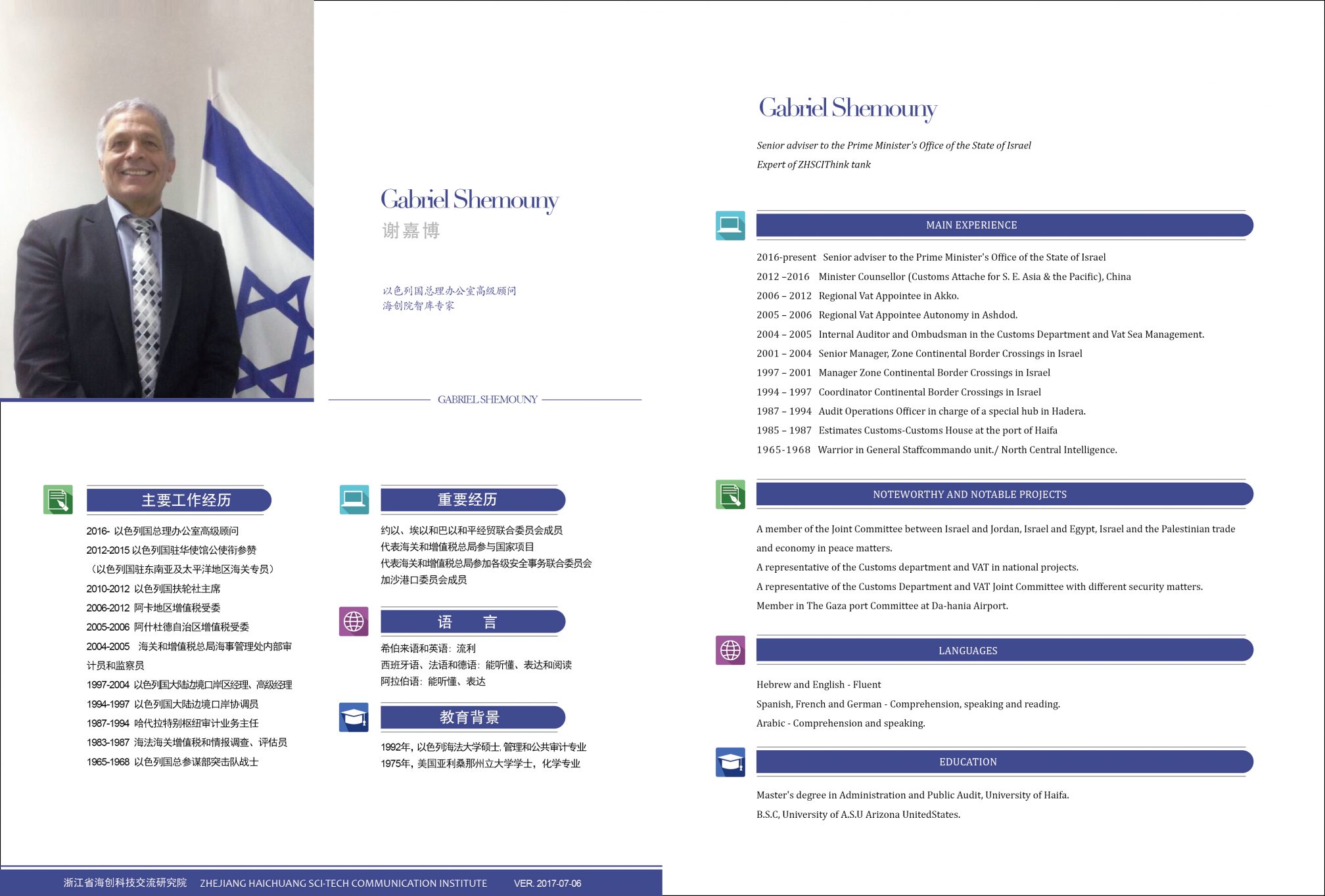 Gabriel Shemouny, Expert of ZHSCI Think tank, Senior adviser to the Prime Minister’s Office of the State of Israel